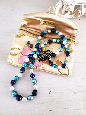 Honora Cultured Pearl Ocean Blue Necklace with Earrings